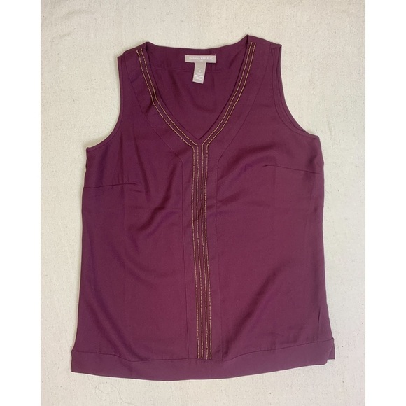 Banana Republic Tops - Banana Republic Wine Colored Sleeveless Beaded Blouse